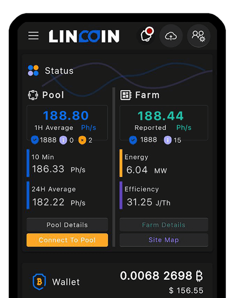 Lincoin dashboard mobile view